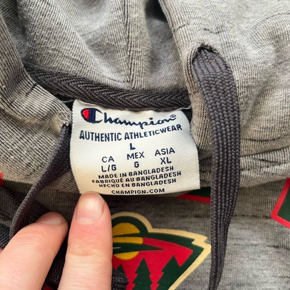 Champion Men’s Gray Minnesota Wild Hockey Hooded Sweatshirt Large - Picture 3 of 8